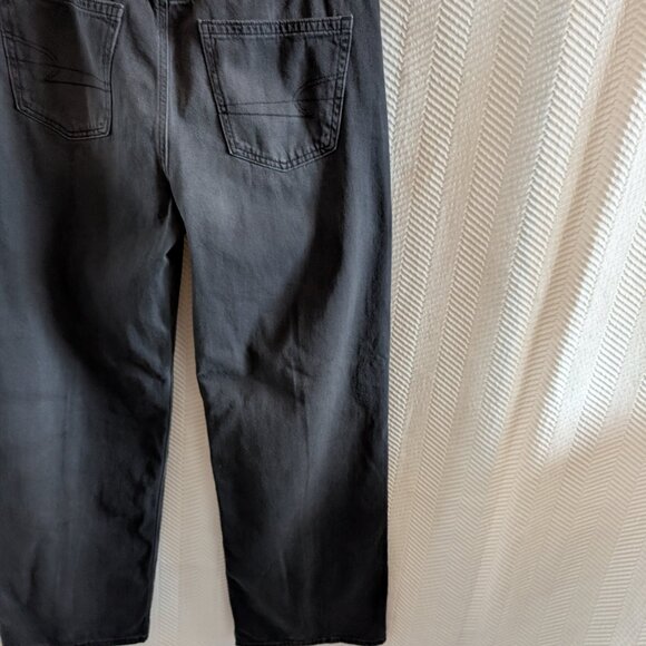 American Eagle Low Rise Skater Jeans Black Wide Leg Denim Size 8 Regular - Picture 10 of 12